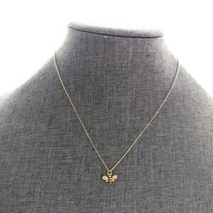 Trendy Light Gold Tone Dainty Delicate Honey Bee Rhinestone Pendant Necklace